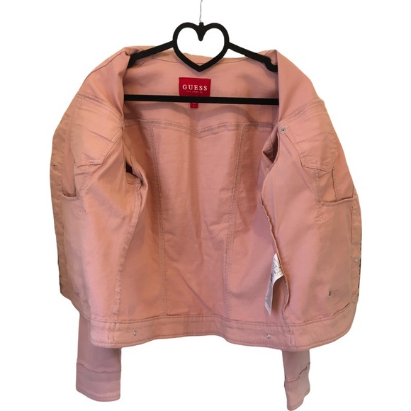 GUESS PINK JEAN JACKET LARGE - Picture 4 of 5